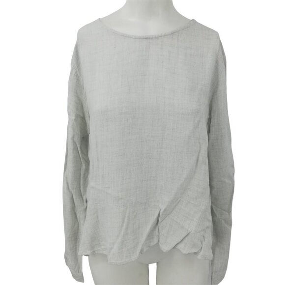 Anthropologie Tops - Cloth & Stone Anthropologie Button Back Peplum Blouse Size M Natural Cream